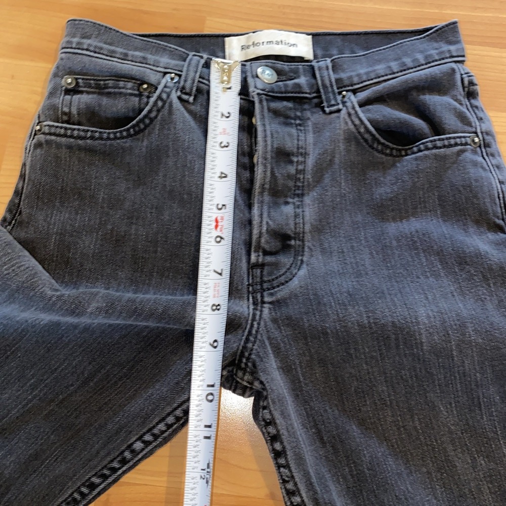 Reformation Jeans Serena High Rise Skinny Crop‎ Black Wash Denim Size 26 - Picture 5 of 10